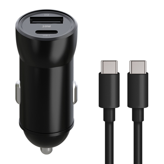 Biloplader med USB-C kabel MaXlife MXCC-04, 20W, 3A, 1 x USB-A - 1 x USB-C, Sort
