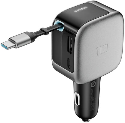 Biloplader med USB-C-kabel Cuktech CC903P Display, 100W, 5A, 1 x USB-A - 1 x USB-C, Grå