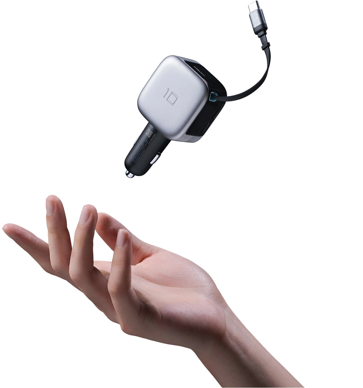 Biloplader med USB-C-kabel Cuktech CC903P Display, 100W, 5A, 1 x USB-A - 1 x USB-C, Grå