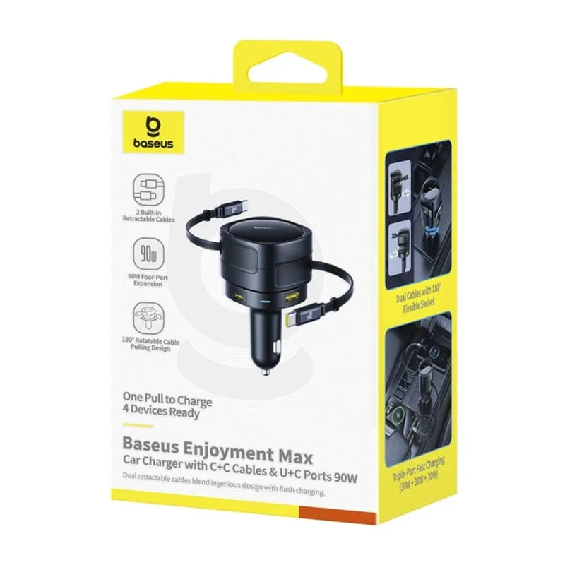 Baseus Enjoyment Max billader med USB-C-kabel, 90 W, 1 x USB-A – 1 x USB-C, sort C00035507121-03