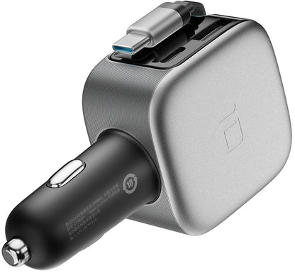 Biloplader med USB-C-kabel Cuktech CC903P Display, 100W, 5A, 1 x USB-A - 1 x USB-C, Grå