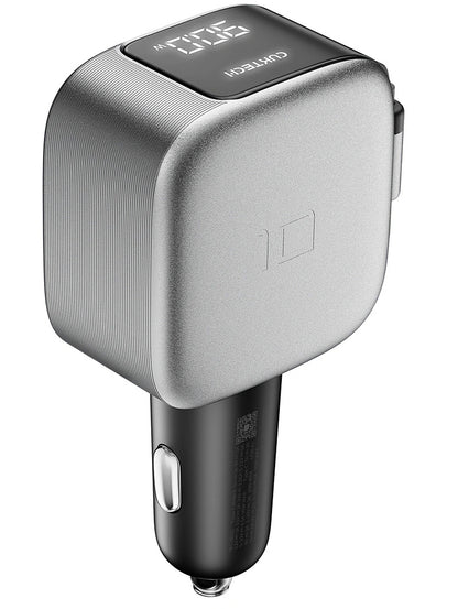 Biloplader med USB-C-kabel Cuktech CC903P Display, 100W, 5A, 1 x USB-A - 1 x USB-C, Grå