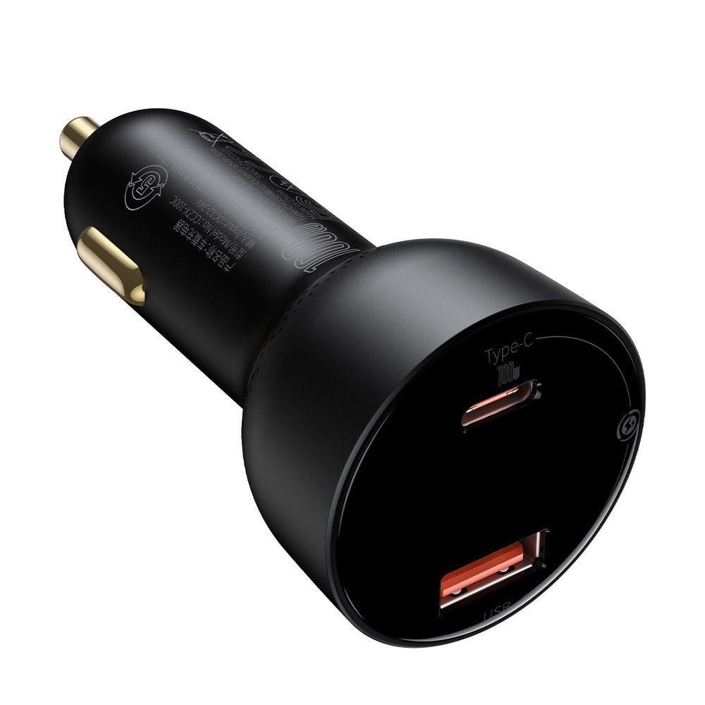 Biloplader med USB-C kabel Baseus Superme, 100W, 5A, 1 x USB-A - 1 x USB-C, Sort TZCCZX-01