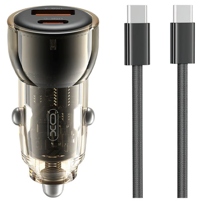 Biloplader med USB-C kabel XO Design CC60, 60W, 3A, 1 x USB-A - 1 x USB-C, Sort