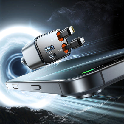 Biloplader med USB-C / Lightning-kabel Joyroom JR-CCL05, 30W, 3A, 1 x USB-A - 1 x USB-C, Grå