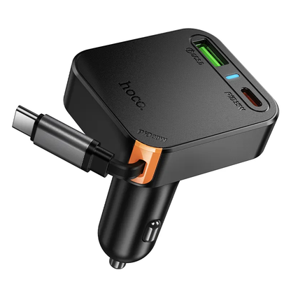 Car Charger with USB-C Cable HOCO NZ18, 65W, 3A, 1 x USB-A - 1 x USB-C, Black