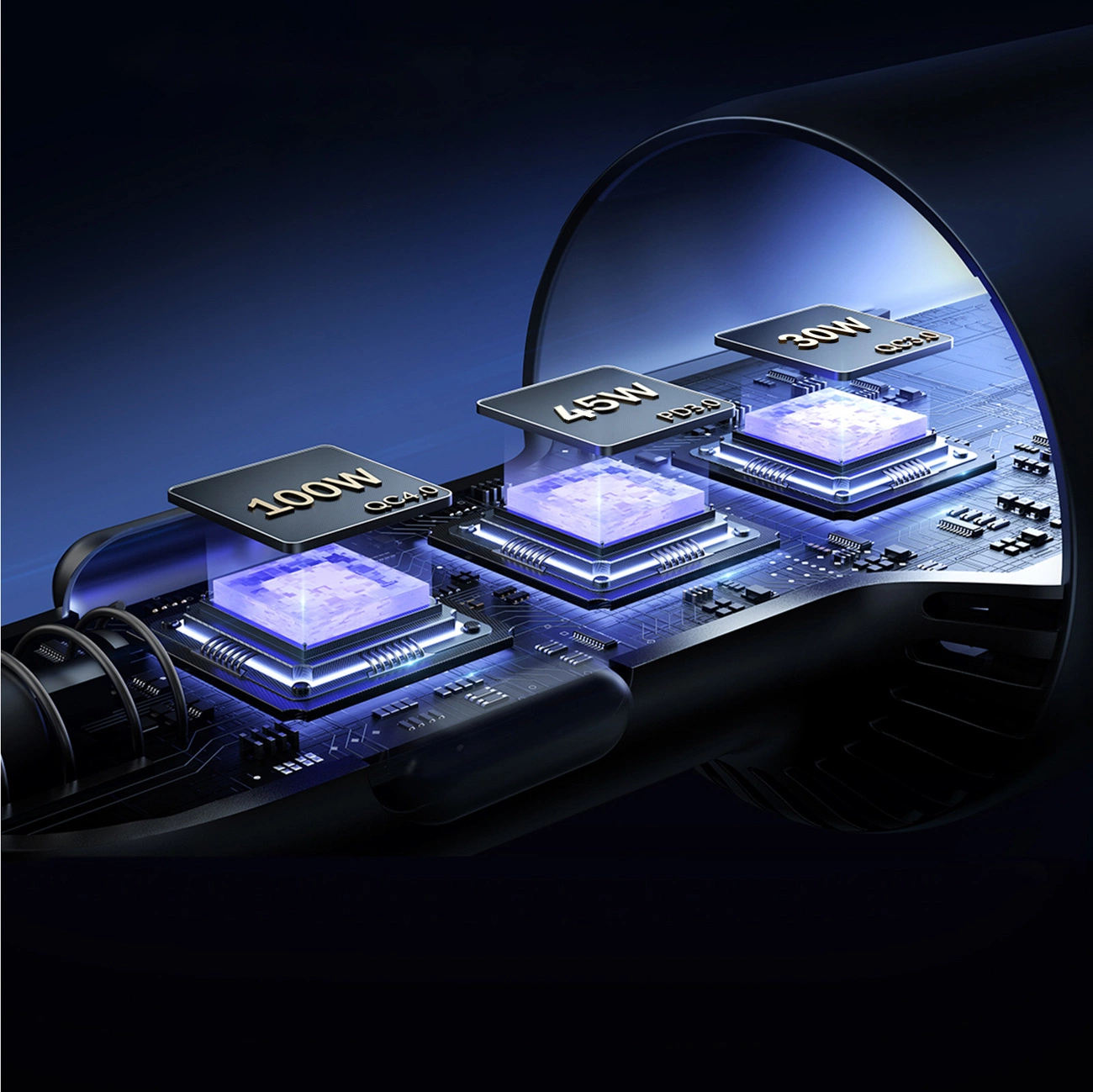 Biloplader med USB-C kabel Joyroom JR-CCN07, 145W, 5A, 1 x USB-A - 2 x USB-C, Grå