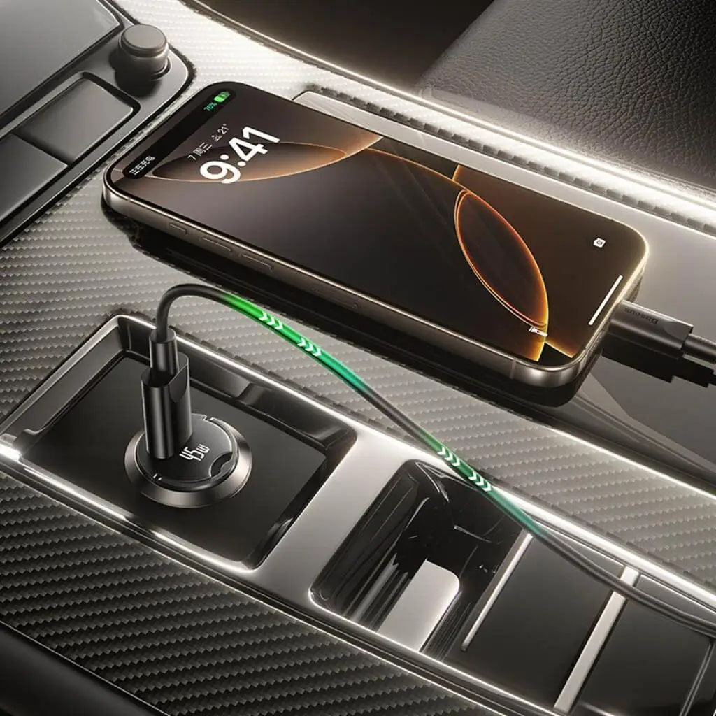 Biloplader med USB-C kabel Baseus PrimeTrip VP2, 45W, 3A, 1 x USB-C, Sort C0206800