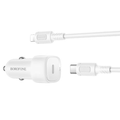Biloplader med Lightning-kabel Borofone BZ34B Cloud, 20W, 3A, 1 x USB-A - 1 x USB-C, Hvid