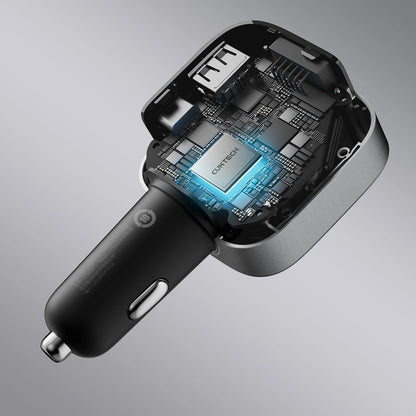 Biloplader med USB-C-kabel Cuktech CC903P Display, 100W, 5A, 1 x USB-A - 1 x USB-C, Grå