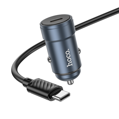 Biloplader med USB-C-kabel HOCO Z57, 30W, 3A, 1 x USB-C, Grå