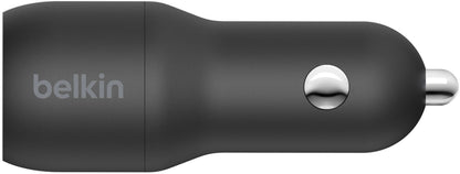Biloplader med Lightning-kabel Belkin BoostCharge Dual, 24W, 2.4A, 2 x USB-A, Sort CCD001bt1MBK