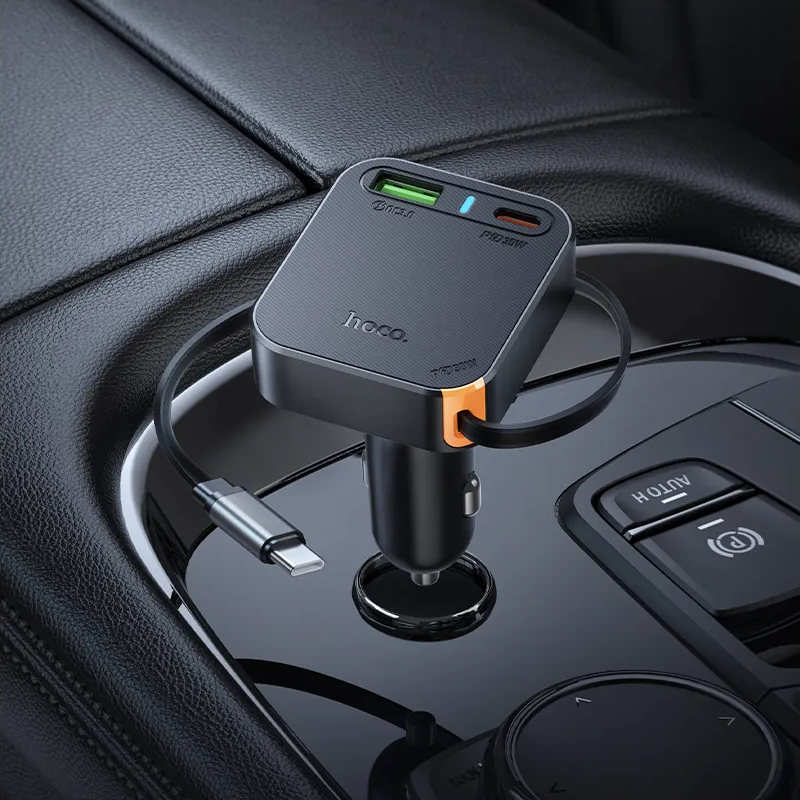 Car Charger with USB-C Cable HOCO NZ18, 65W, 3A, 1 x USB-A - 1 x USB-C, Black