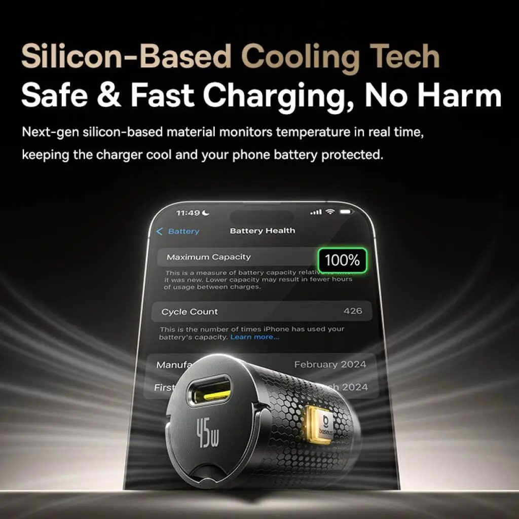 Biloplader med USB-C kabel Baseus PrimeTrip VP2, 45W, 3A, 1 x USB-C, Sort C0206800