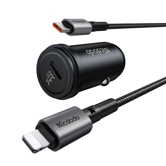 Biloplader med Lightning-kabel McDodo CC-7492 Obsidian, 30W, 3A, 1 x USB-C, Sort