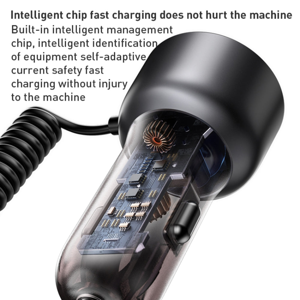 Biloplader med USB-C / Lightning-kabel Yesido Y58 Display, 60W, 3A, 1 x USB-A - 1 x USB-C, Grå