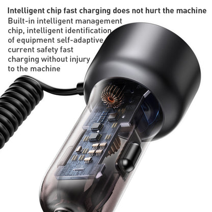 Biloplader med USB-C / Lightning-kabel Yesido Y58 Display, 60W, 3A, 1 x USB-A - 1 x USB-C, Grå