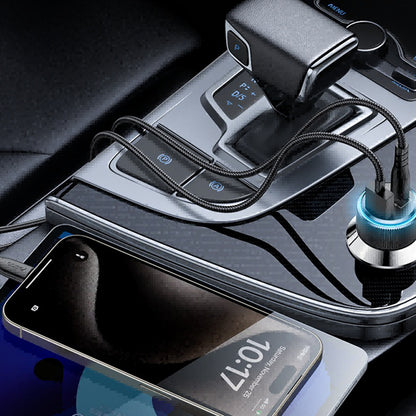 Biloplader med Lightning-kabel Yesido Y60, 38W, 3A, 1 x USB-A - 2 x USB-C, Sort