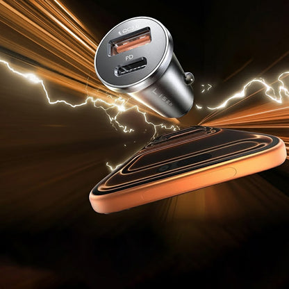 Biloplader med USB-C / Lightning-kabel Lisen, 48W, 3A, 1 x USB-A - 1 x USB-C, Sort YL0223080035