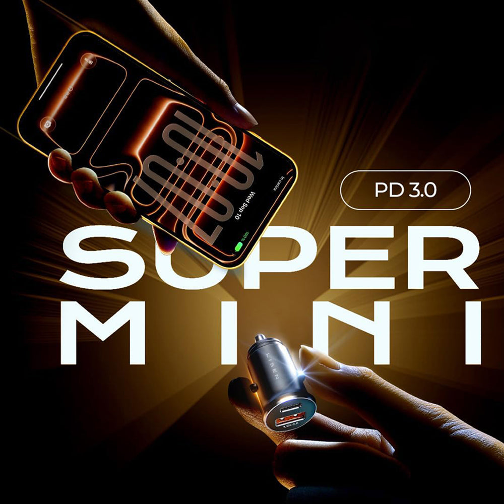 Biloplader med USB-C / Lightning-kabel Lisen, 48W, 3A, 1 x USB-A - 1 x USB-C, Sort YL0223080035