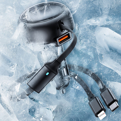 Biloplader med USB-C / Lightning-kabel Yesido Y61, 53W, 3A, 1 x USB-A, Sort