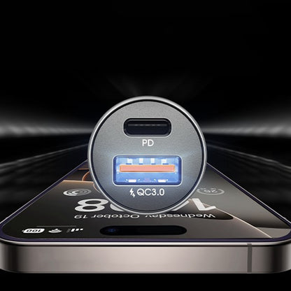 Biloplader med USB-C kabel Lisen, 51W, 3A, 1 x USB-A - 1 x USB-C, Marineblå Sort YL0223080047