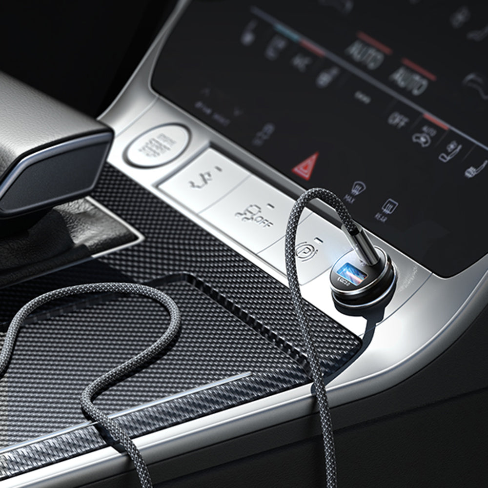 Biloplader med USB-C kabel Lisen, 83W, 3.25A, 1 x USB-A - 1 x USB-C, Sølv YL0223110003