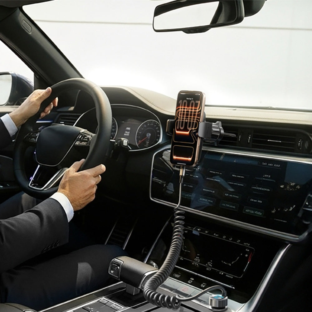 Biloplader med USB-C kabel Lisen, 90W, 3A, 1 x USB-A - 1 x USB-C, Sort YL0223120020