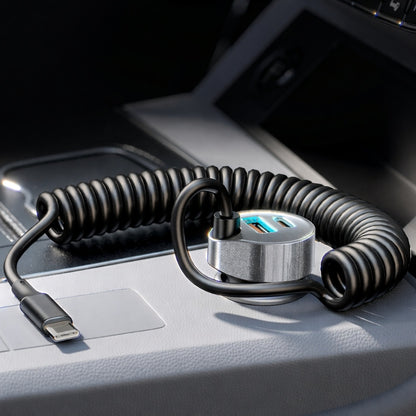 Biloplader med USB-C kabel Lisen, 90W, 3A, 1 x USB-A - 1 x USB-C, Sort YL0223120020