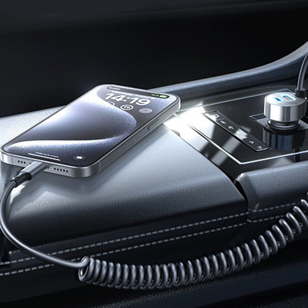 Biloplader med USB-C kabel Lisen, 90W, 3A, 1 x USB-A - 1 x USB-C, Sort YL0223120020