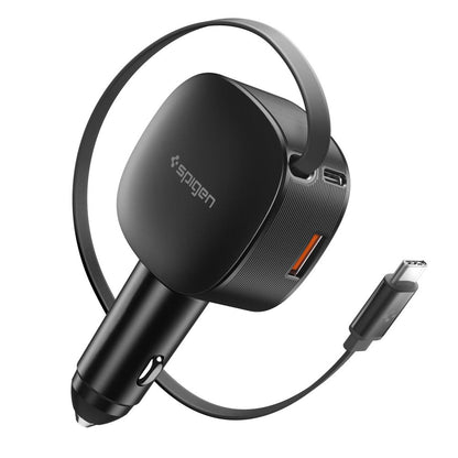 Biloplader med USB-C kabel Spigen EV603BT Essential, 60W, 3A, 1 x USB-A - 1 x USB-C, Sort