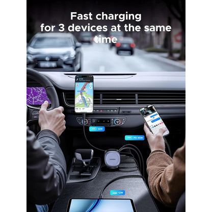 Biloplader med USB-C kabel UGREEN EC601, 75W, 3A, 1 x USB-A - 1 x USB-C, Grå