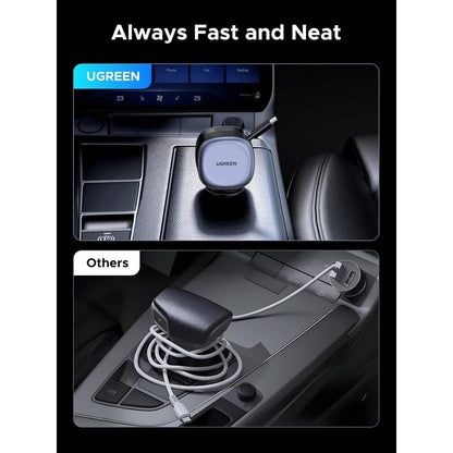 Biloplader med USB-C kabel UGREEN EC601, 75W, 3A, 1 x USB-A - 1 x USB-C, Grå