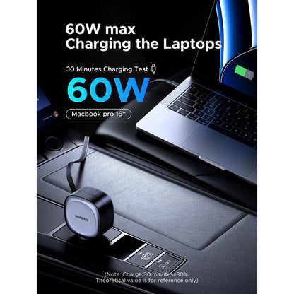 Biloplader med USB-C kabel UGREEN EC601, 75W, 3A, 1 x USB-A - 1 x USB-C, Grå