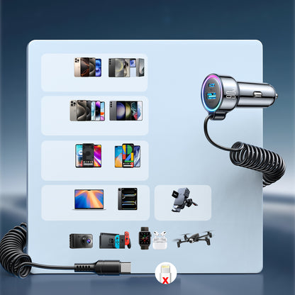 Biloplader med USB-C kabel Joyroom JR-CL07, 90W, 3A, 1 x USB-A - 1 x USB-C, Sort