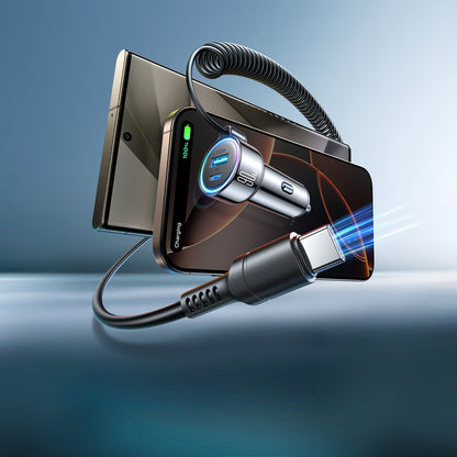 Biloplader med USB-C kabel Joyroom JR-CL07, 90W, 3A, 1 x USB-A - 1 x USB-C, Sort