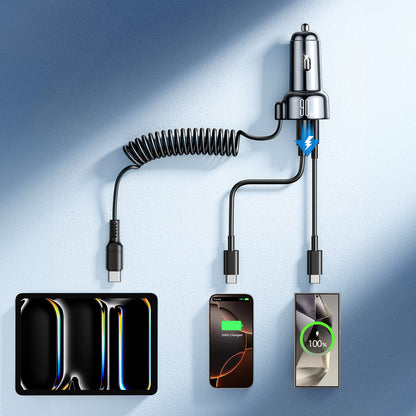 Biloplader med USB-C kabel Joyroom JR-CL07, 90W, 3A, 1 x USB-A - 1 x USB-C, Sort