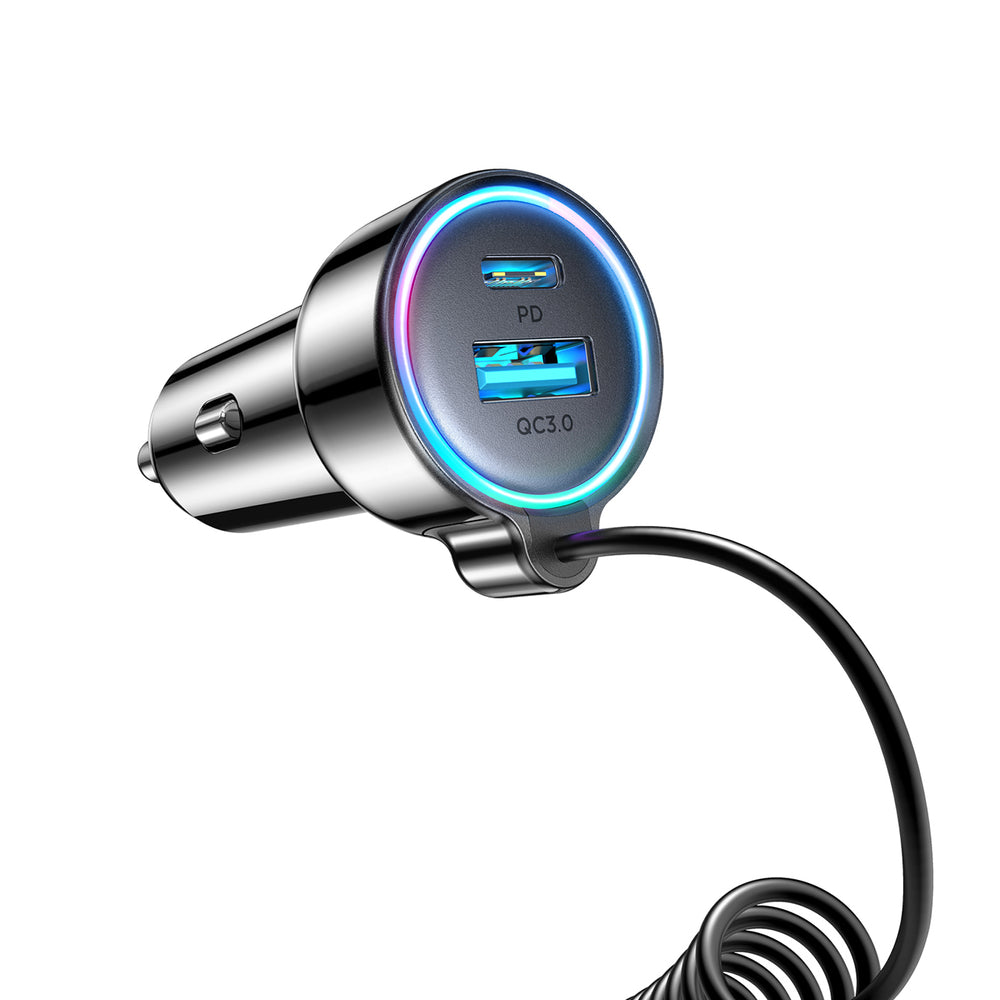 Biloplader med USB-C kabel Joyroom JR-CL07, 90W, 3A, 1 x USB-A - 1 x USB-C, Sort