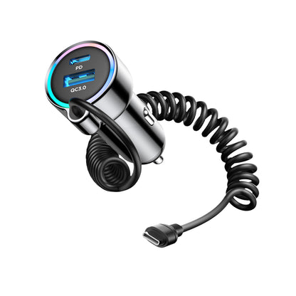 Biloplader med USB-C kabel Joyroom JR-CL07, 90W, 3A, 1 x USB-A - 1 x USB-C, Sort