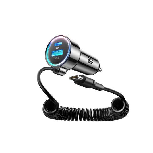 Biloplader med USB-C kabel Joyroom JR-CL07, 90W, 3A, 1 x USB-A - 1 x USB-C, Sort