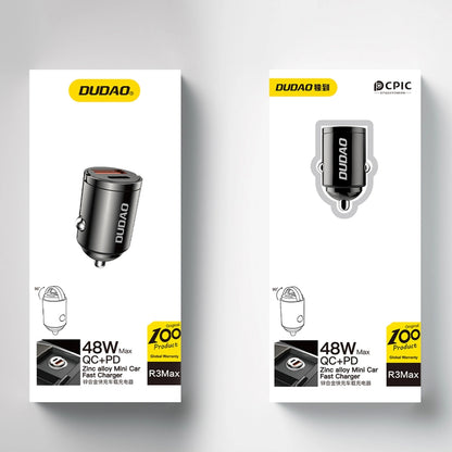 Biloplader Dudao R3MAX, 48W, 3A, 1 x USB-A - 1 x USB-C, Sort