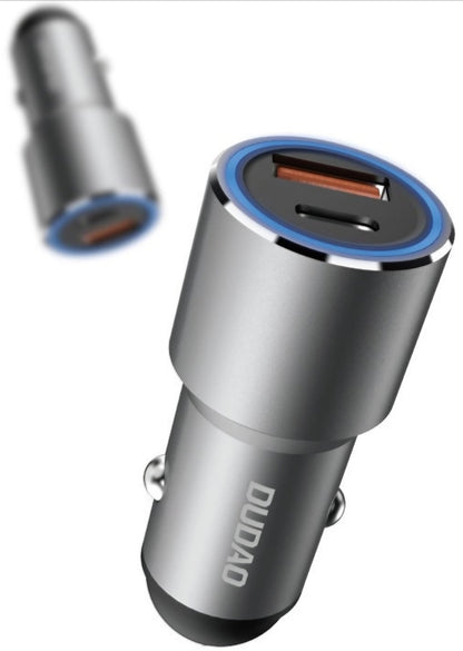 Dudao R4PQ NM Biloplader, 22,5W, 3A, 1 x USB-A - 1 x USB-C, Grå