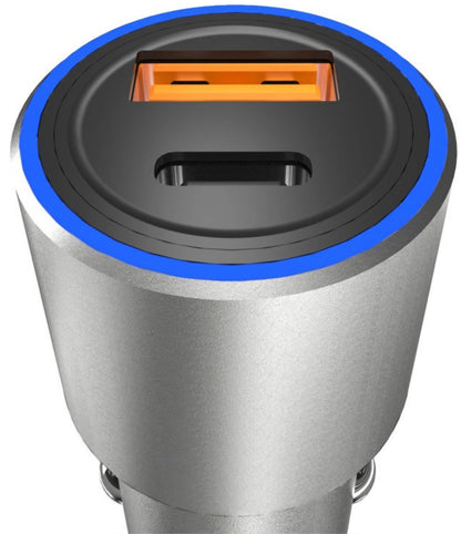 Dudao R4PQ NM Biloplader, 22,5W, 3A, 1 x USB-A - 1 x USB-C, Grå