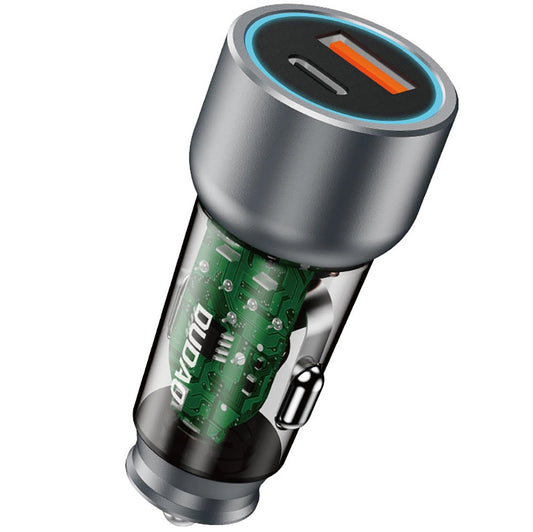 Biloplader Dudao R4T, 30W, 3A, 1 x USB-A - 1 x USB-C, grå 