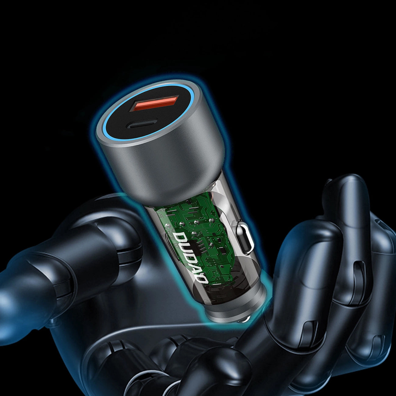 Biloplader Dudao R4T, 30W, 3A, 1 x USB-A - 1 x USB-C, grå 