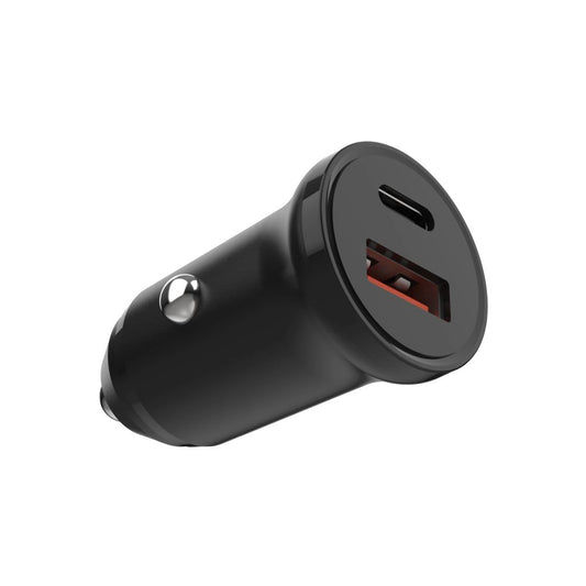 Fast oplader til bil, 20W, 3A, 1 x USB-A - 1 x USB-C, Sort