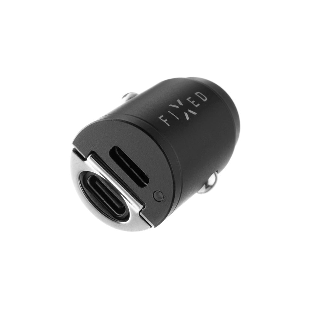 Fixed Auto Charger, 30W, 3A, 2 x USB-C, Black