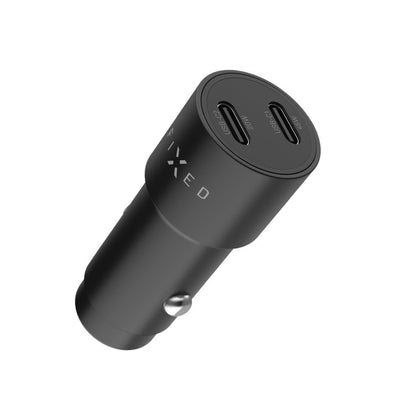 Biloplader Fixed, 65W, 3A, 2 x USB-C, Sort