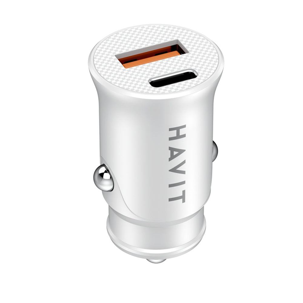 Biloplader HAVIT CC2022, 20W, 3A, 1 x USB-A - 1 x USB-C, Hvid