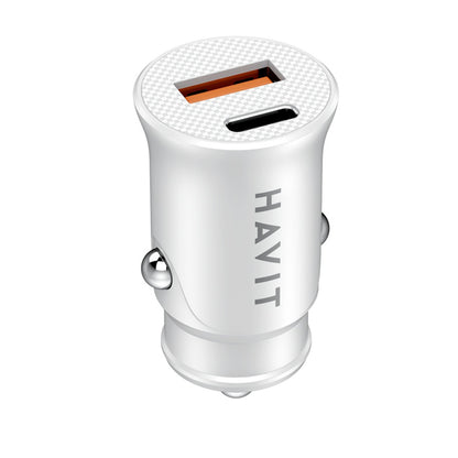 Biloplader HAVIT CC2022, 20W, 3A, 1 x USB-A - 1 x USB-C, Hvid